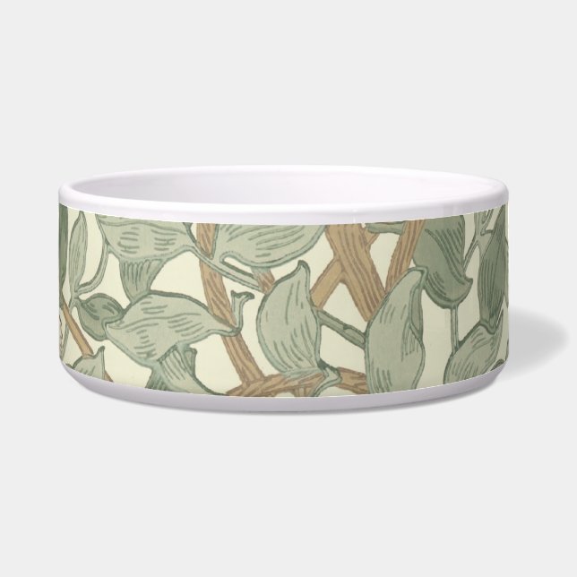 William Morris Honeysuckle Green Floral Voerbakje (Voorkant)