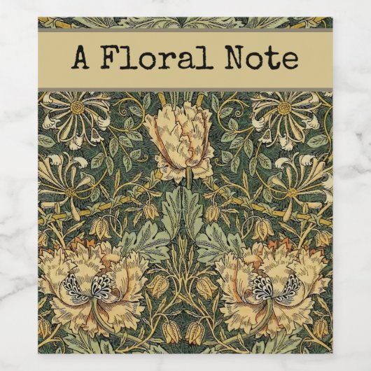 William Morris Honeysuckle Green Floral Wijn Etiket (Enkel label)