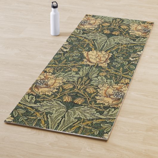 William Morris Honeysuckle Green Floral Yogamat (In situ)