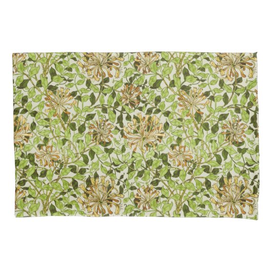 William Morris Honeysuckle Green Flowers Kussensloop (Voorkant)