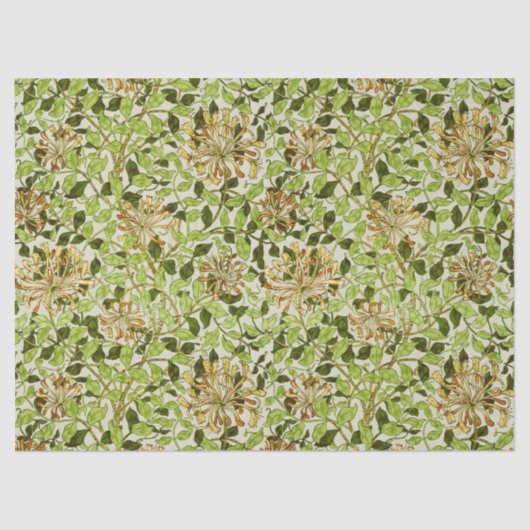 William Morris Honeysuckle Green Flowers Tissuepapier (Voorkant)