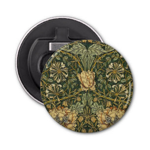 William Morris Honeysuckle Green Yellow Button Flesopener