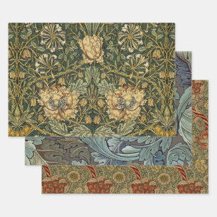 William Morris Honeysuckle Green Yellow Inpakpapier Vel