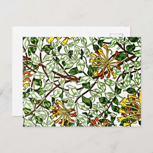 William Morris - Honeysuckle groen en geel Briefkaart (Voorkant / Achterkant)