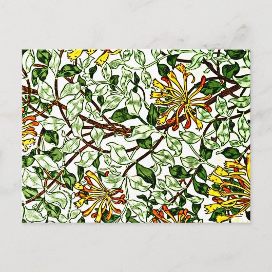 William Morris - Honeysuckle groen en geel Briefkaart (Voorkant)