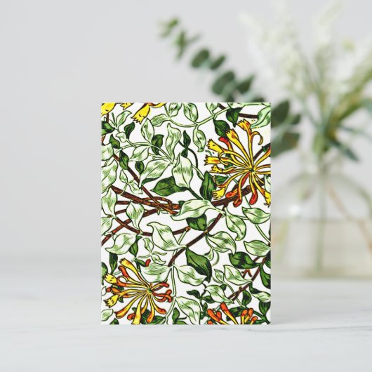 William Morris - Honeysuckle, groen en geel Briefkaart (Staand voorkant)