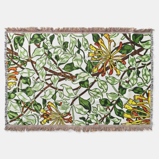 William Morris - Honeysuckle groen en geel Deken (Voorkant)