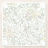 William Morris - Honeysuckle groen en geel goud Glazen Onderzetter (Achterkant)