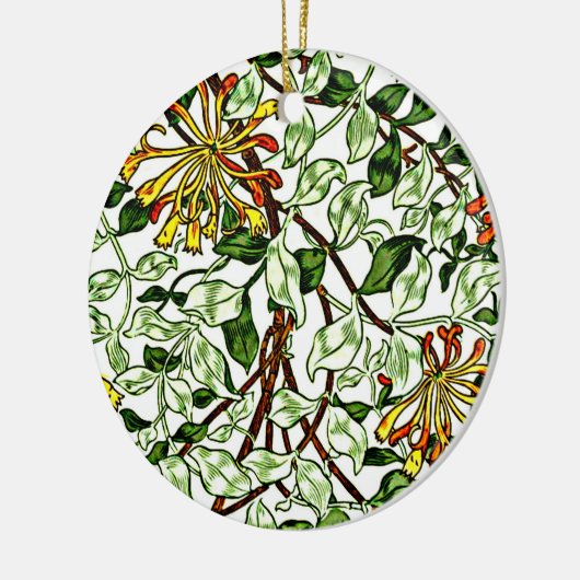 William Morris - Honeysuckle groen en geel goud Keramisch Ornament (Links)
