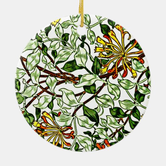 William Morris - Honeysuckle groen en geel goud Keramisch Ornament (Achterkant)