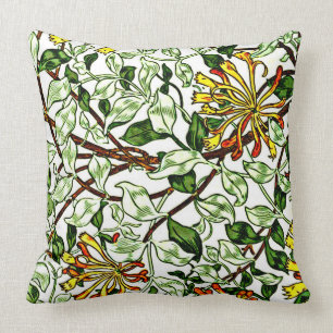 William Morris - Honeysuckle, groen en geel Kussen