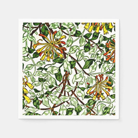 William Morris - Honeysuckle groen en geel Servet (Voorkant)