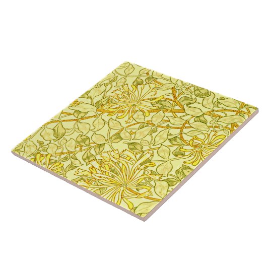 William Morris - Honeysuckle in Geel Tegeltje (Zijkant)