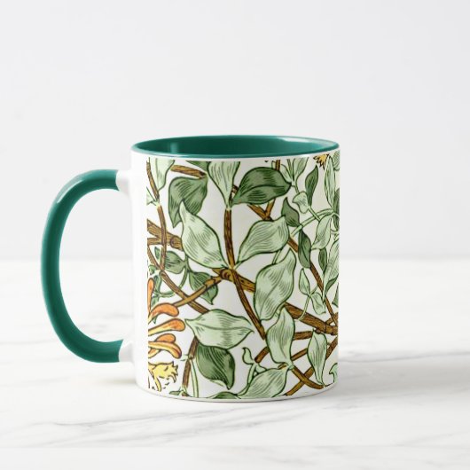 William Morris - Honeysuckle in Green en Gold Mok (Links)
