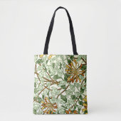 William Morris - Honeysuckle in Green en Gold Tote Bag (Voorkant)
