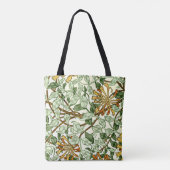 William Morris - Honeysuckle in Green en Gold Tote Bag (Achterkant)