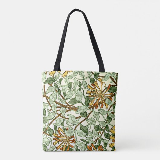 William Morris - Honeysuckle in Green en Gold Tote Bag (Achterkant)
