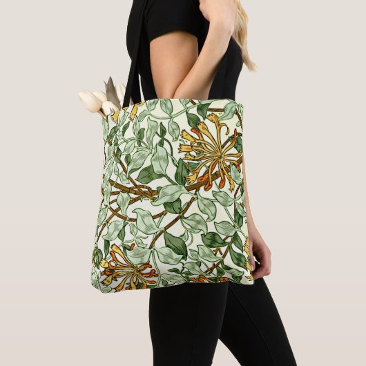 William Morris - Honeysuckle in Green en Gold Tote Bag (Dichtbij)