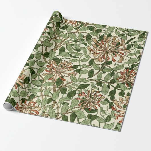William Morris  Honeysuckle Pattern Cadeaupapier (Uitgerold)