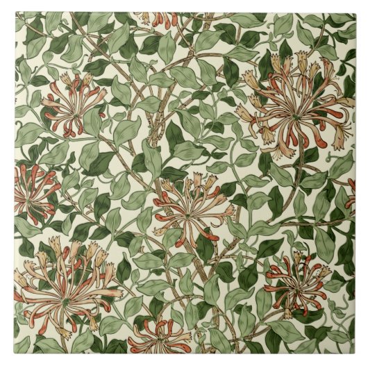 William Morris  Honeysuckle Pattern Tegeltje (Voorkant)