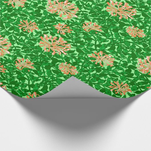 William Morris Honeysuckle, Peach en Green Cadeaupapier (Hoek)