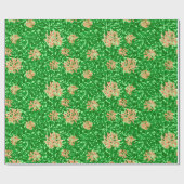 William Morris Honeysuckle, Peach en Green Cadeaupapier (Vlak)