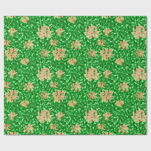 William Morris Honeysuckle, Peach en Green Cadeaupapier (Vlak)