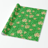 William Morris Honeysuckle, Peach en Green Cadeaupapier (Uitgerold)
