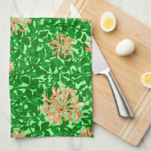 William Morris Honeysuckle, Peach en Green Theedoek (Quarter Fold)