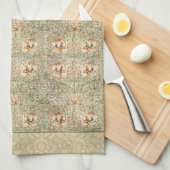 William * Morris Honeysuckle Peach Green | Theedoek (Quarter Fold)