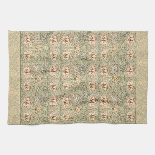 William * Morris Honeysuckle Peach Green | Theedoek (Horizontaal)