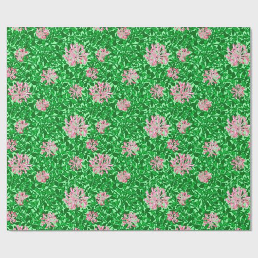 William Morris Honeysuckle, Pink en Green Cadeaupapier (Vlak)