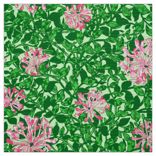 William Morris Honeysuckle, Pink en Green Stof
