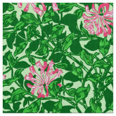 William Morris Honeysuckle, Pink en Green Stof (Close Up)