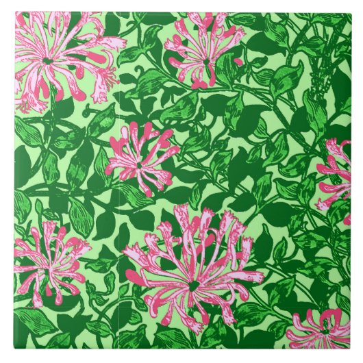 William Morris Honeysuckle, Pink en Green Tegeltje (Voorkant)