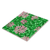 William Morris Honeysuckle, Pink en Green Tegeltje (Zijkant)
