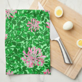 William Morris Honeysuckle, Pink en Green Theedoek (Quarter Fold)