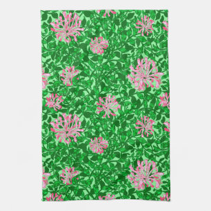 William Morris Honeysuckle, Pink en Green Theedoek