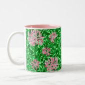 William Morris Honeysuckle, Pink en Green Tweekleurige Koffiemok (Links)