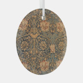 William Morris Honeysuckle Rich Red Dark Blue Glas Ornament (Voorkant Rechts)