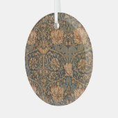 William Morris Honeysuckle Rich Red Dark Blue Glas Ornament (Voorkant links)