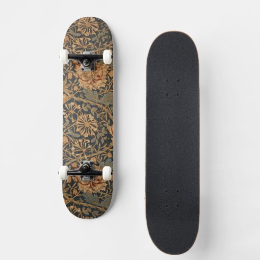William Morris Honeysuckle Rich Red Dark Blue Persoonlijk Skateboard (Voorkant)