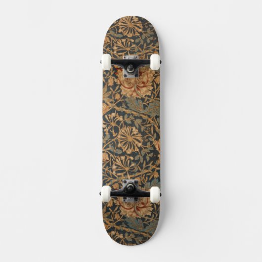 William Morris Honeysuckle Rich Red Dark Blue Persoonlijk Skateboard (Voorkant)