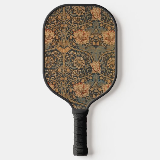 William Morris Honeysuckle Rich Red Dark Blue Pickleball Paddle (Voorkant)