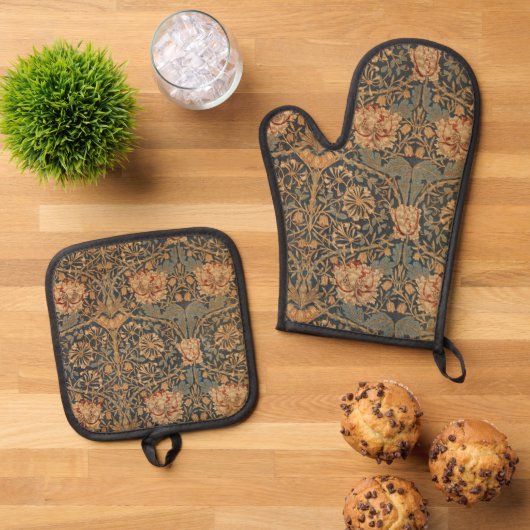 William Morris Honeysuckle Rich Wallpaper Ovenwant & Pannenlap Set (Top down)