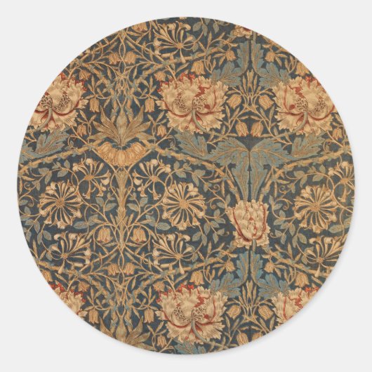 William Morris Honeysuckle Rich Wallpaper Ronde Sticker (Voorkant)