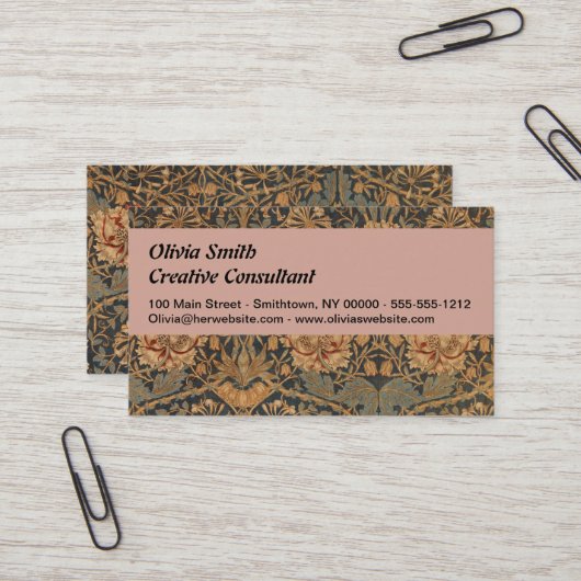 William Morris Honeysuckle Rich Wallpaper Visitekaartje (Voorkant / Achterkant in situ)