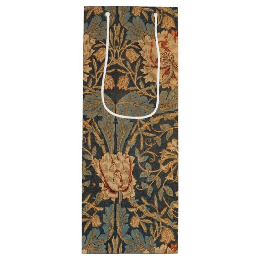 William Morris Honeysuckle Rich Wallpaper Wijn Cadeautas (Voorkant)