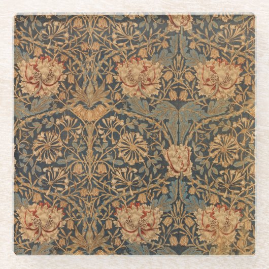 William Morris Honeysuckle Rijk Behang Glazen Onderzetter (Voorkant)