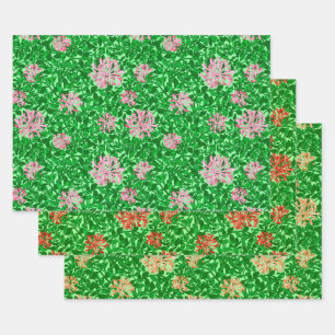 William Morris Honeysuckle, Roze. Rood, perzik Inpakpapier Vel